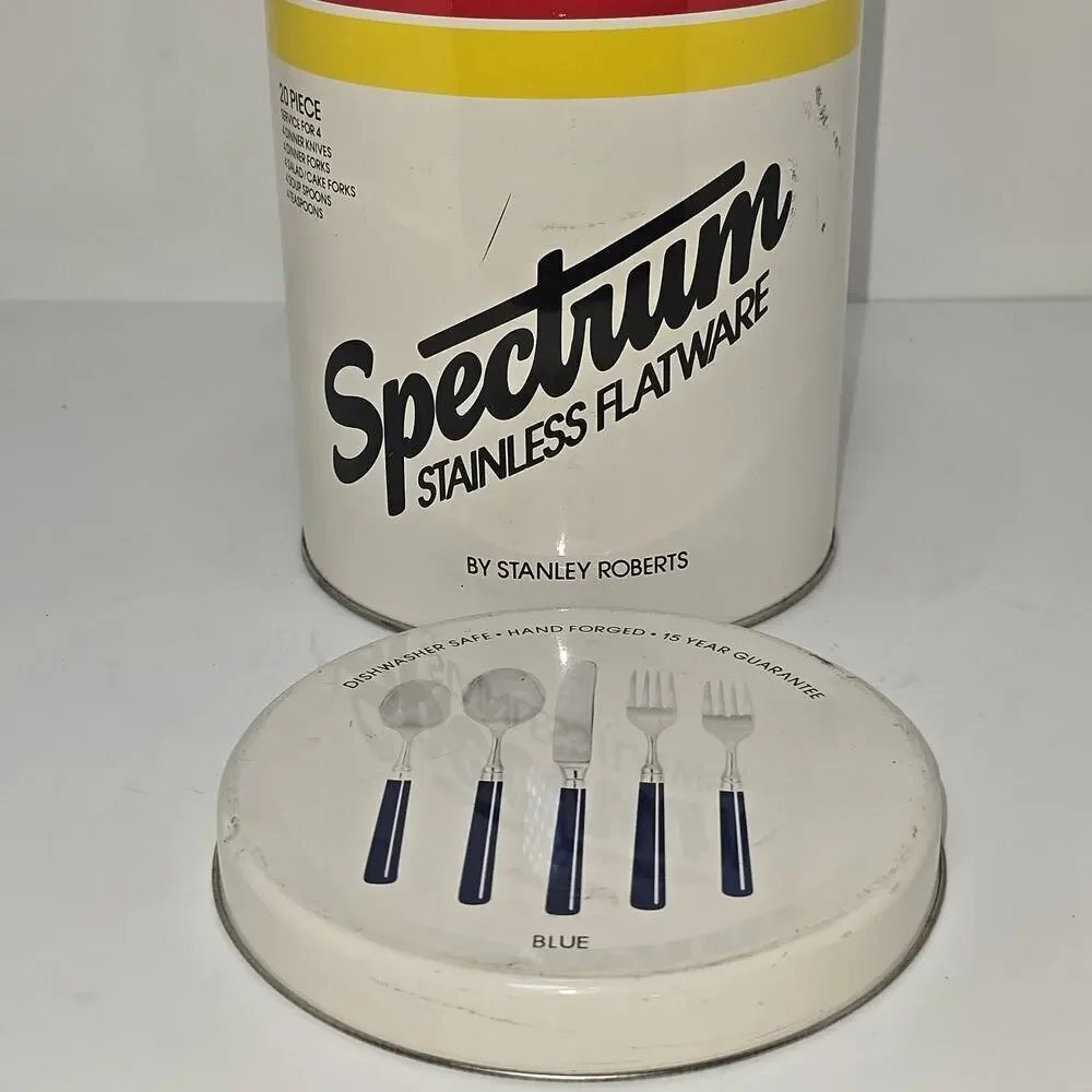 Vintage Stanley Roberts Spectrum Flatware Canister – Mid Century Modern Striped